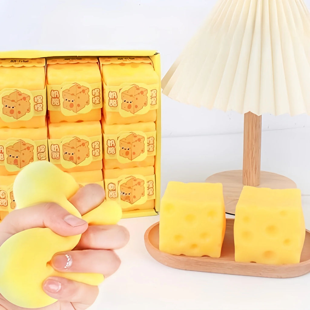 Squishy Square Cheese Squeeze Toys Slow Rebound Push Stress Relief Sensory Toy Soft Butter Cheese Fidget Toy Christmas Present