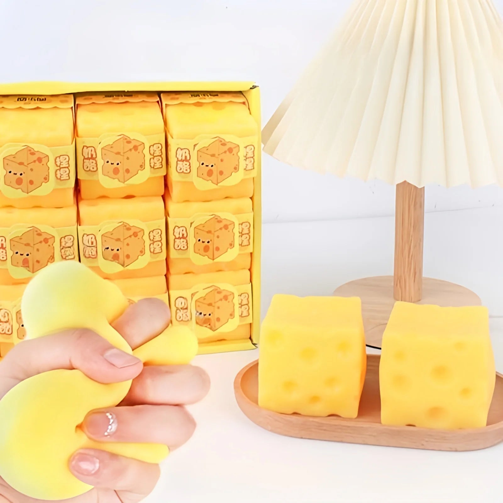 Squishy Square Cheese Squeeze Toys Slow Rebound Push Stress Relief Sensory Toy Soft Butter Cheese Fidget Toy Christmas Present